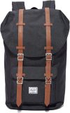Herschel Little America Laptop Backpack, Black/Tan Synthetic Leather, Classic 25.0L