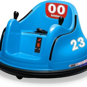 Kidzone 6V Electric Ride On Bumper Car for Kids & Toddlers 1.5-6 Years Old, DIY Sticker Baby Bumping Toy Gifts W/Remote Control, LED Lights & 360 Degree Spin, ASTM Certified