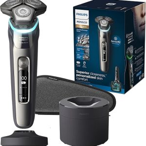 Philips Norelco Shaver Series 9000, Wet and Dry Electric Shaver, with Lift & Cut Shaving System and SenseIQ Technology, Pop-up Trimmer, Cleaning Pod, Charging Stand and Travel Case, Model S9987/85